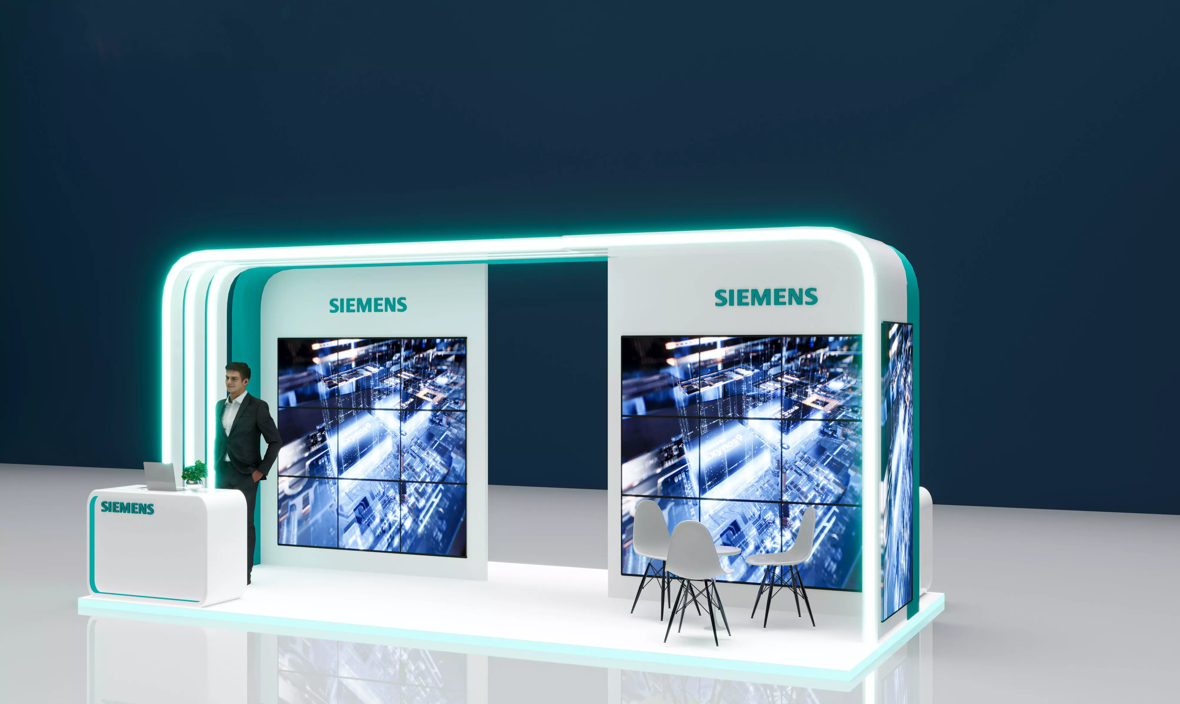 booth 6x3 open 4 side  3D model_0