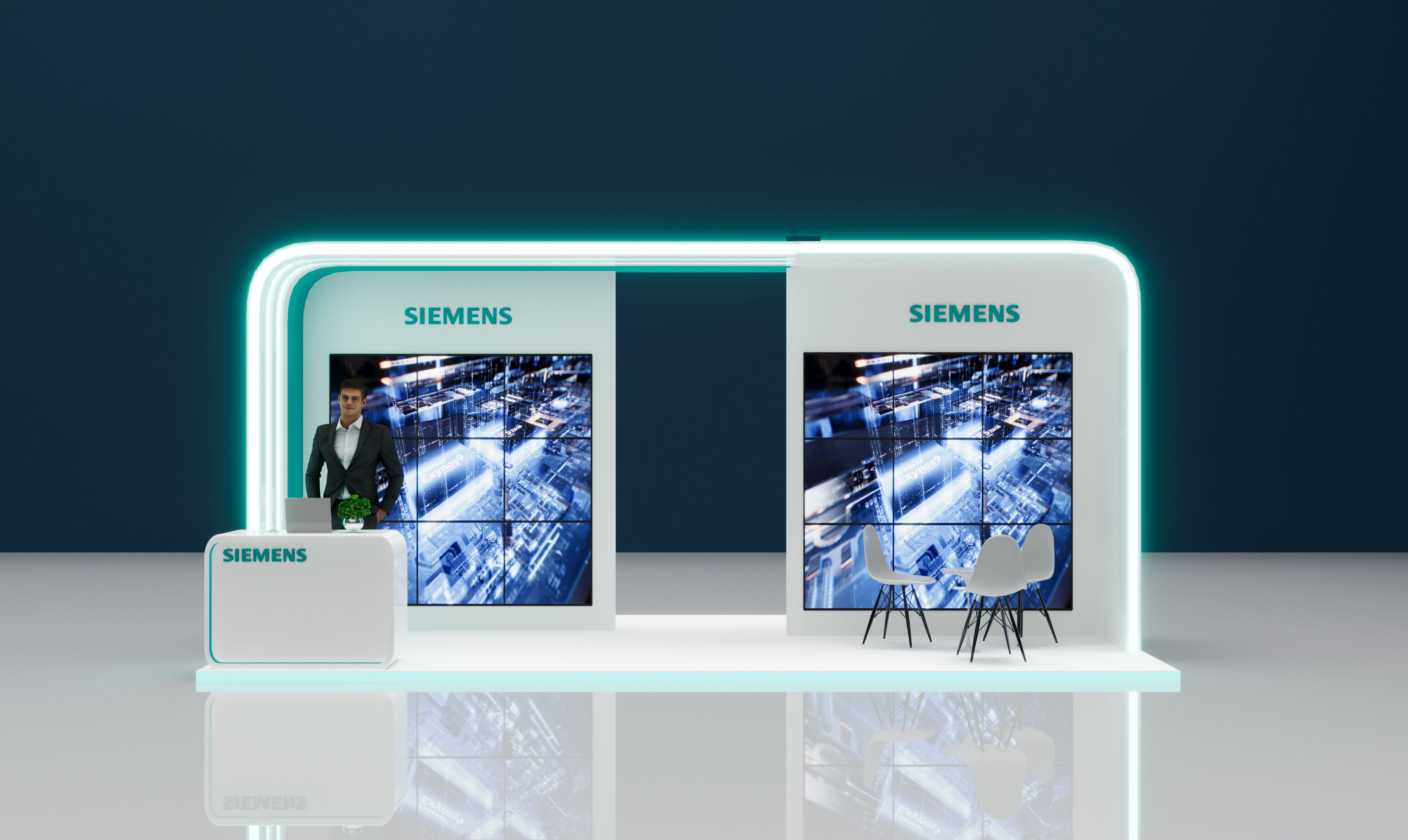 booth 6x3 open 4 side  3D model_2