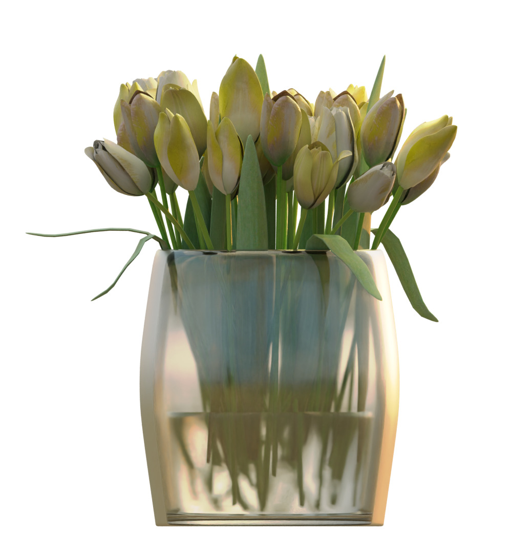 Bouquet of Yellow Tulips 3D model_4