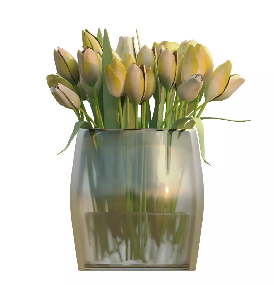 Bouquet of Yellow Tulips 3D model_0