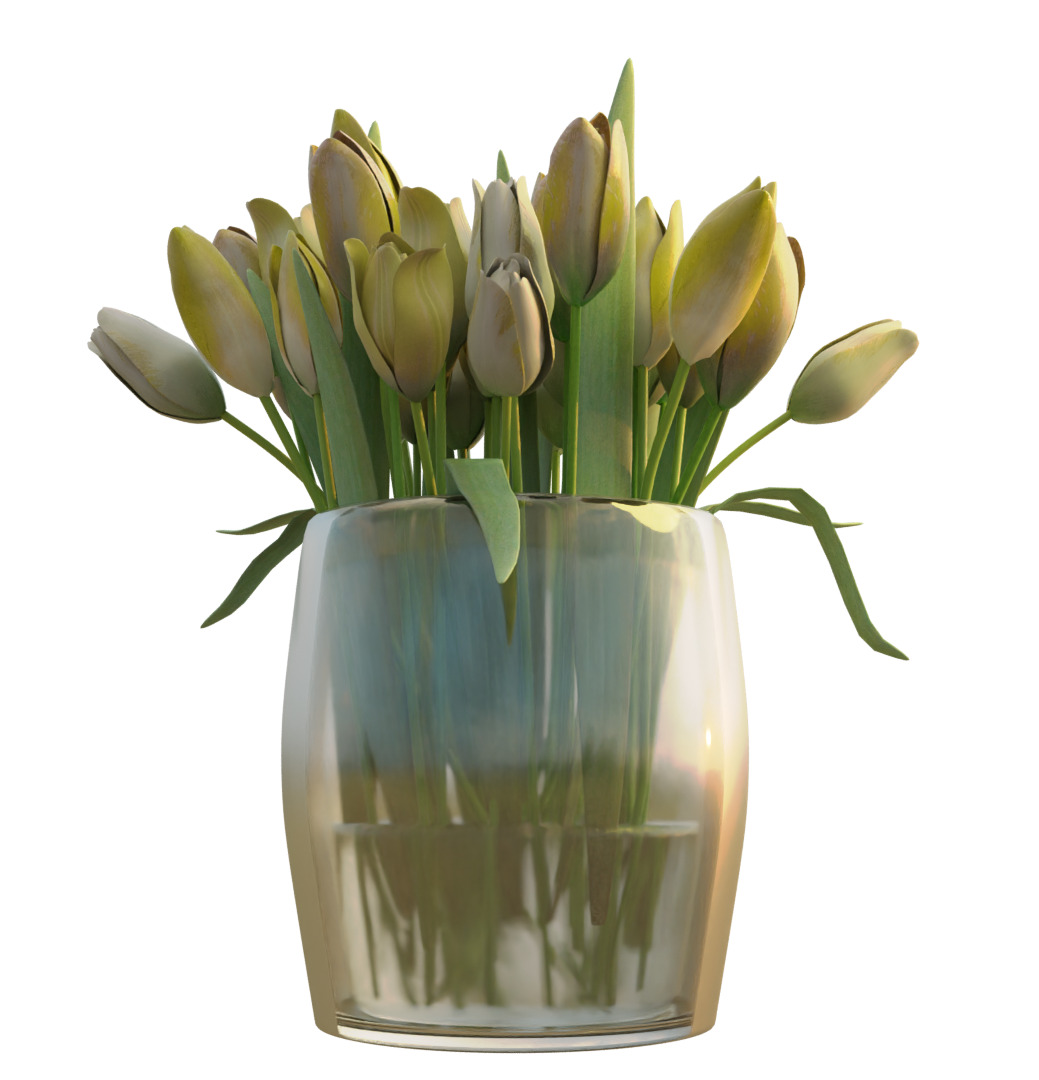 Bouquet of Yellow Tulips 3D model_3