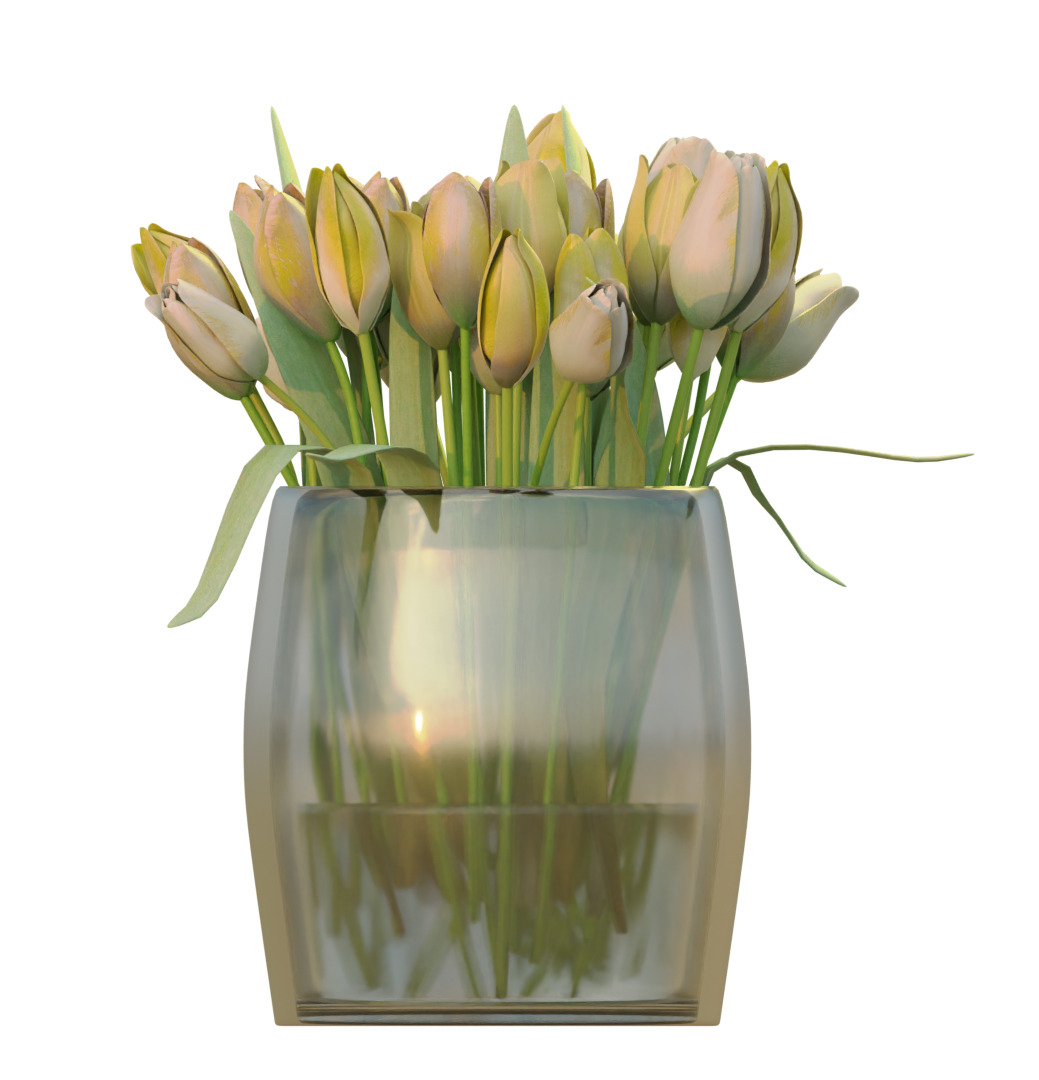 Bouquet of Yellow Tulips 3D model_1