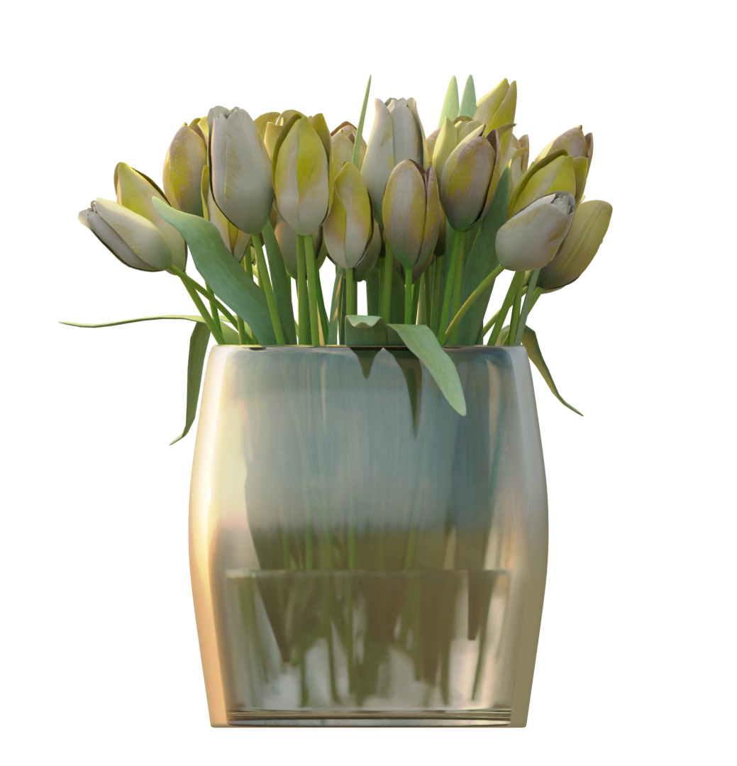 Bouquet of Yellow Tulips 3D model_2