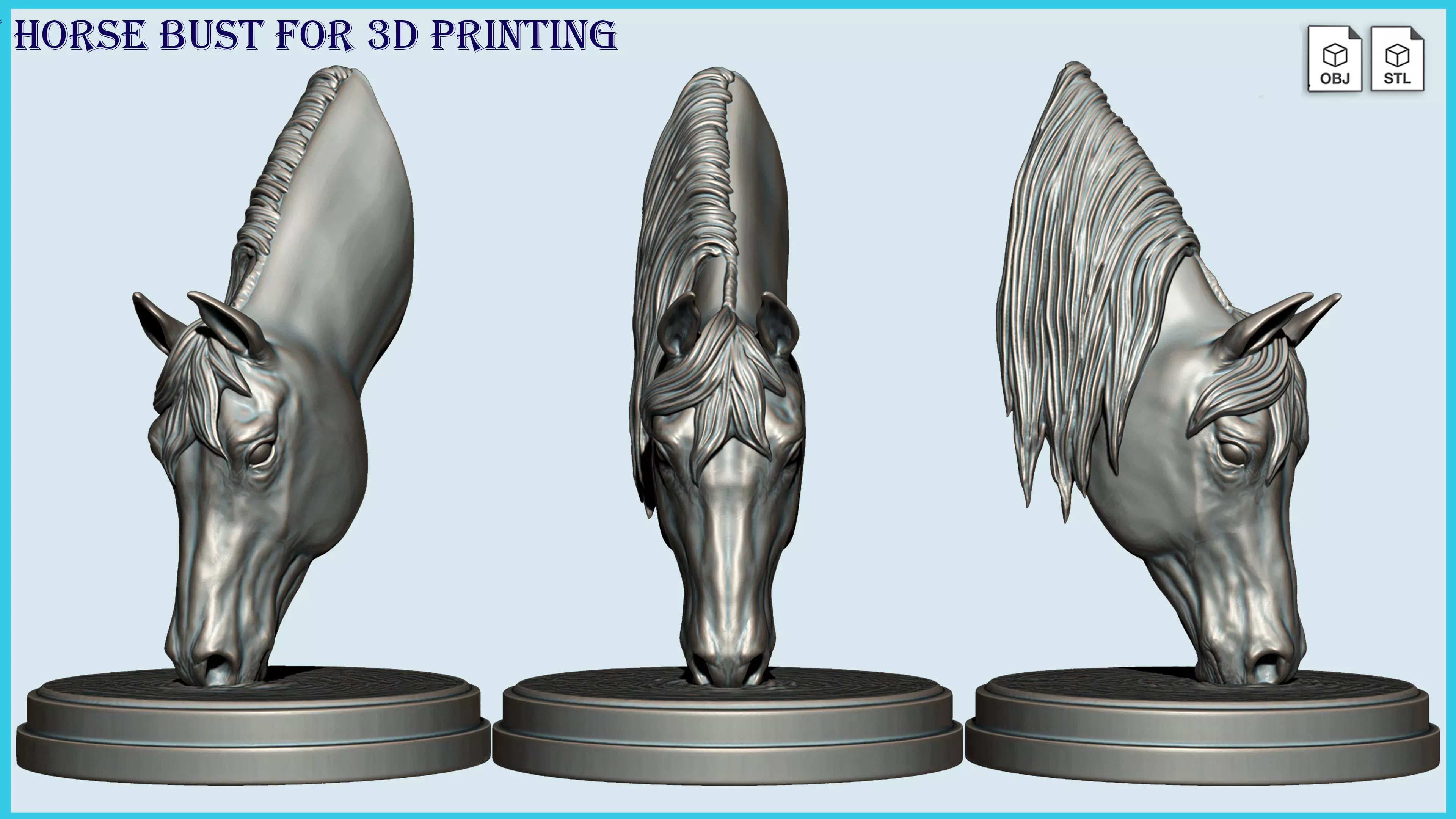 Drinking horse bust for 3D Printing 3D print model_0