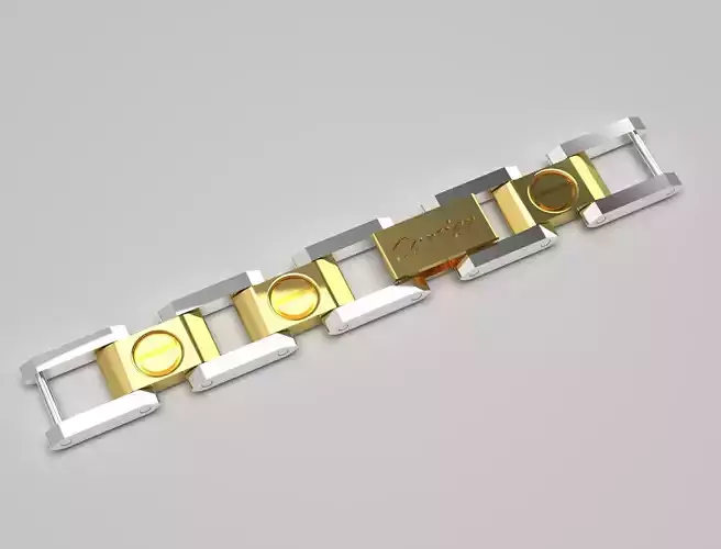 Luxury two-tone Cartier bracelet model bg0019 3D print model