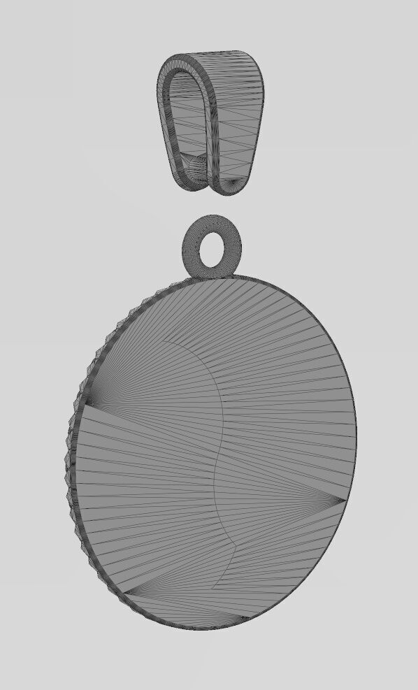 Q letter initial faceted sunrays beaded coin pendant charm 3D print model_14