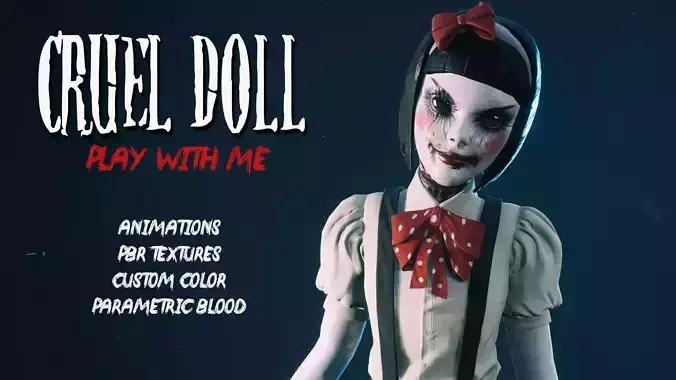 Cruel Doll - Rigged and Animated Low-poly 3D model