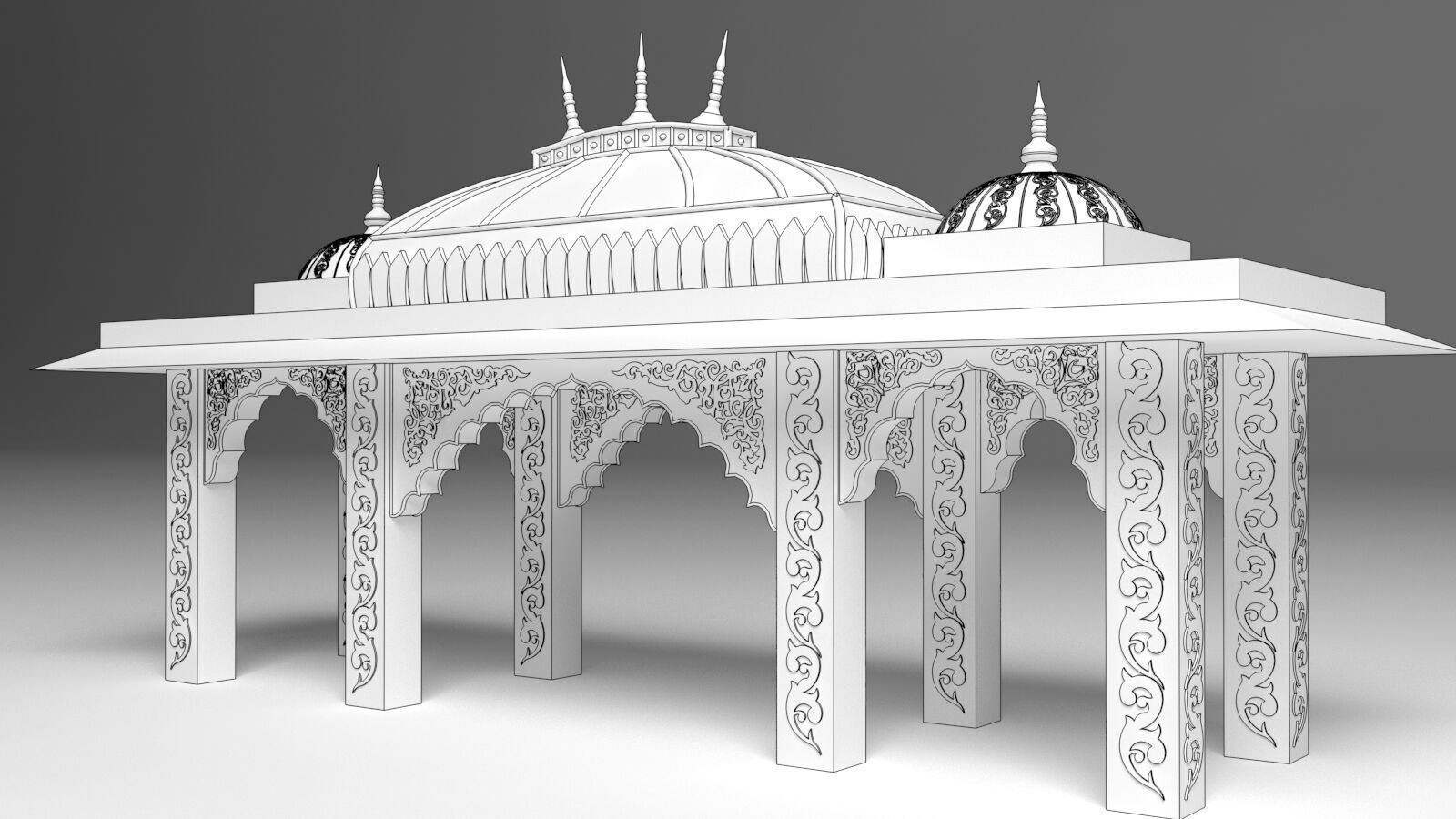 Indian Palace Porch 3D model_2