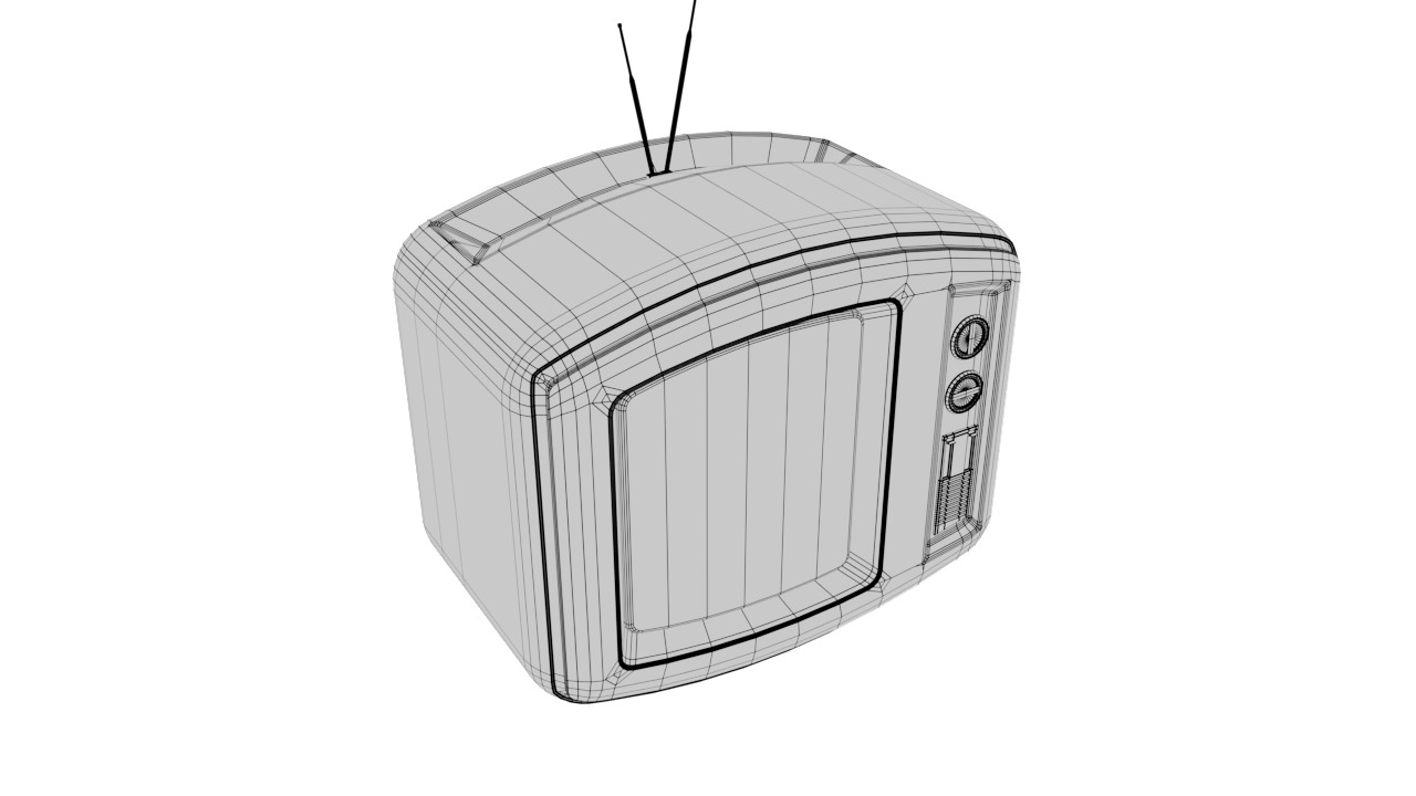 Retro TV Low-poly 3D model_6