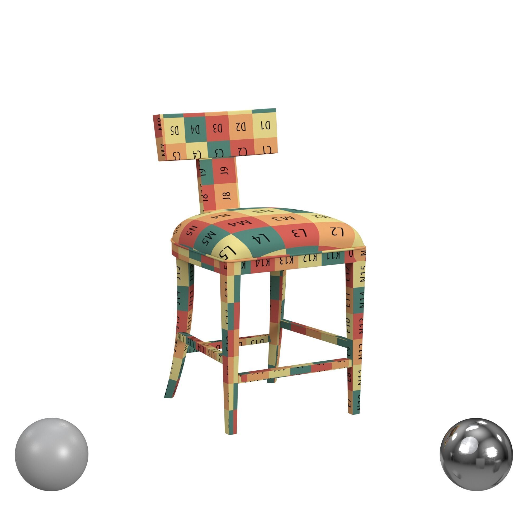 Idris Counter Stool White 3D model_2