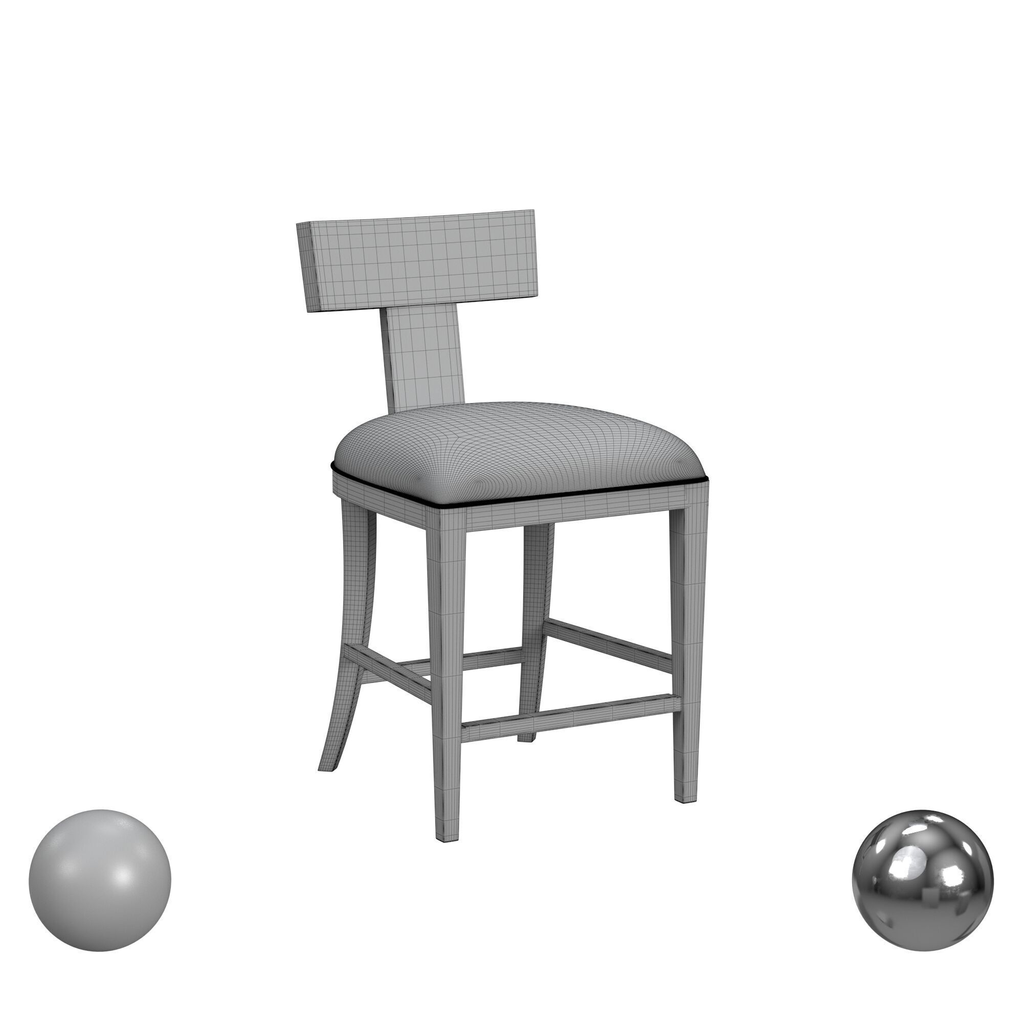 Idris Counter Stool White 3D model_3