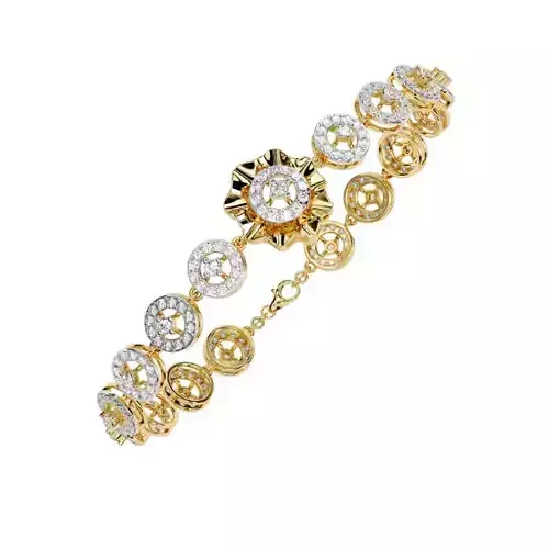 3D Printable Jewelry design of Bracelet with diamonds