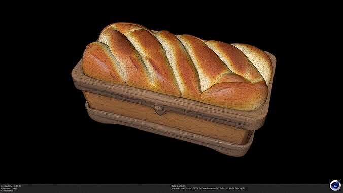 Stylized Bread - AI Low-poly 3D model 2