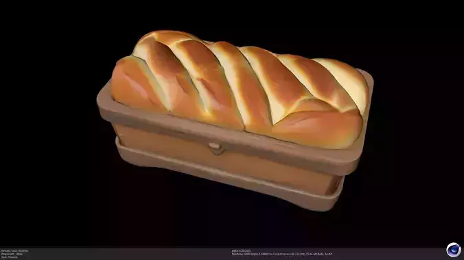 Stylized Bread - AI Low-poly 3D model