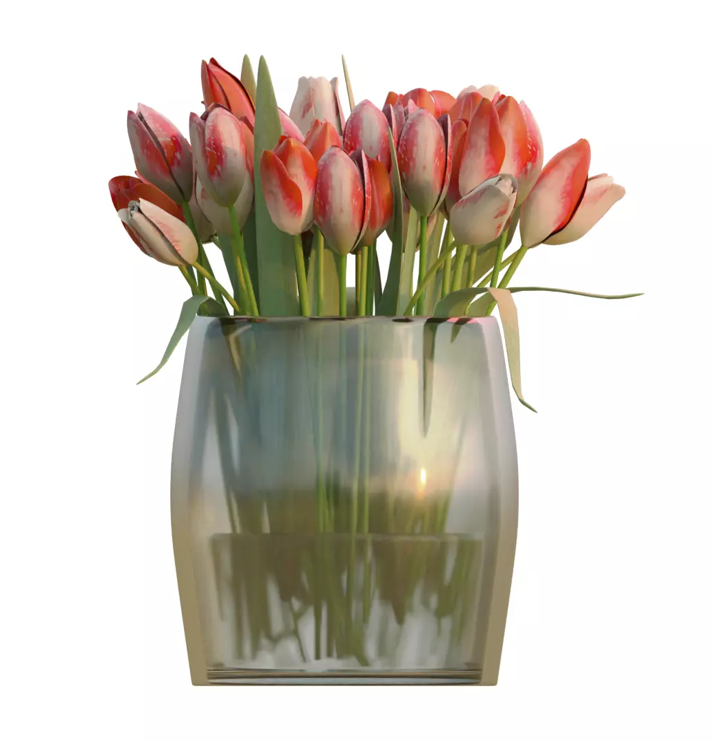  Bouquet of Red Tulips 3D model_0