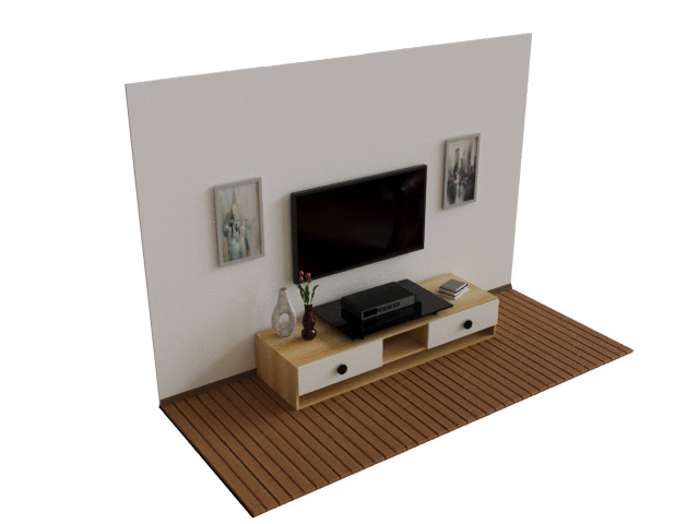 TV stand set 3D model_2