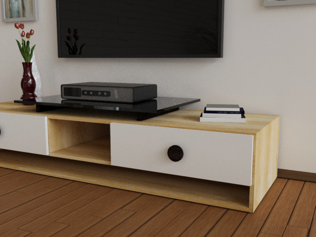 TV stand set 3D model_4