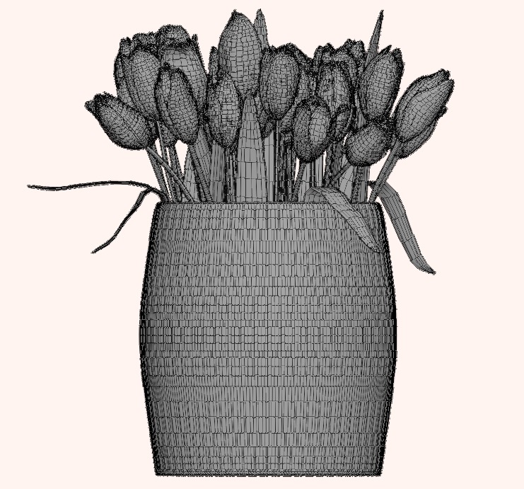 Set of 4 Tulip Bouquets 3D Model Collection_9