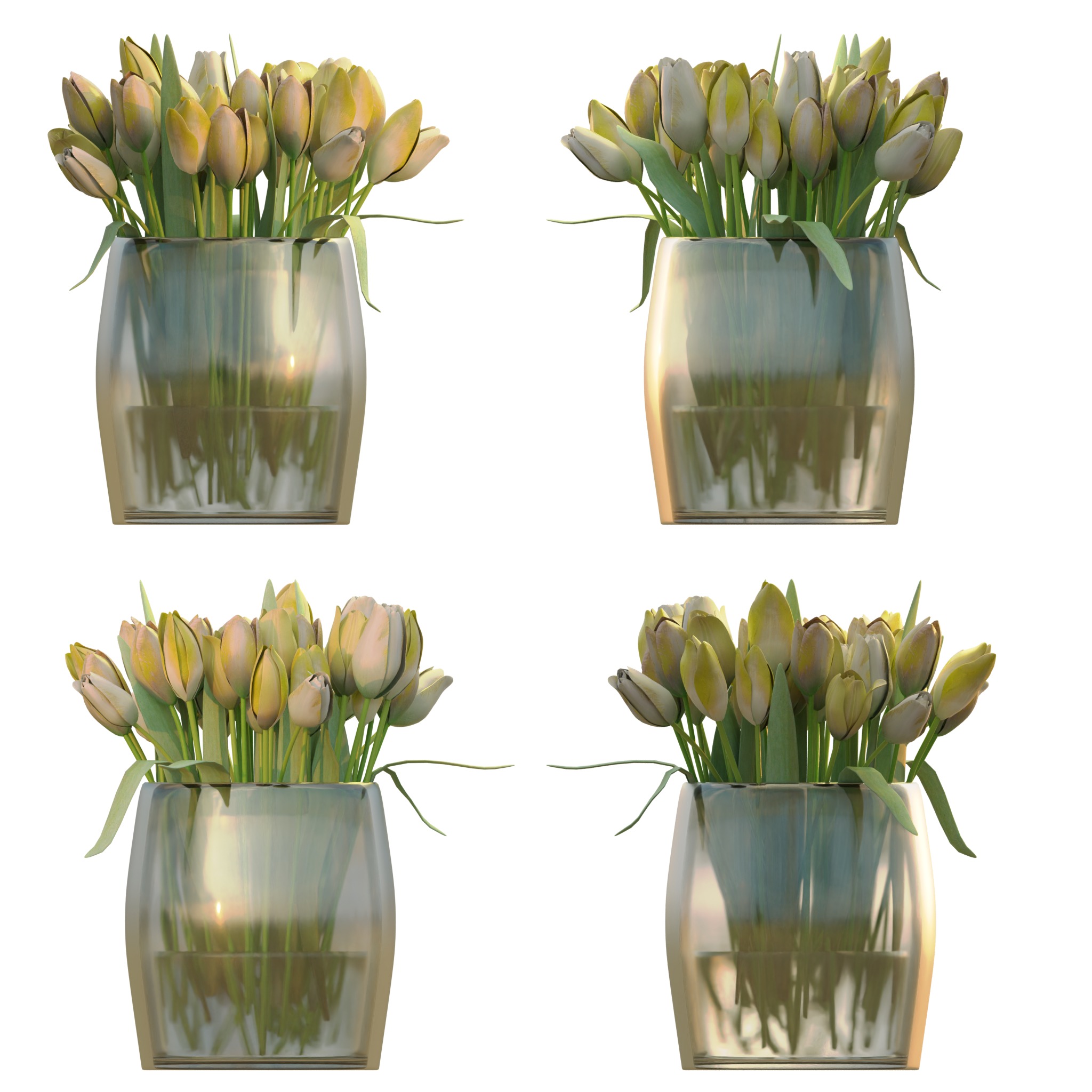Set of 4 Tulip Bouquets 3D Model Collection_3