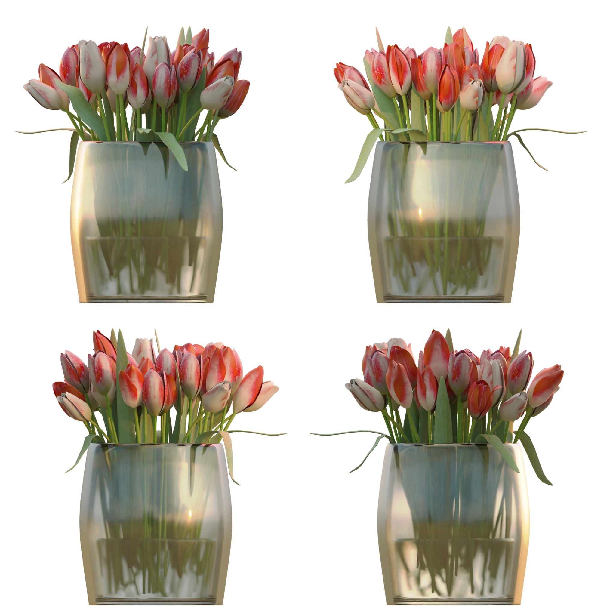 Set of 4 Tulip Bouquets 3D Model Collection_5