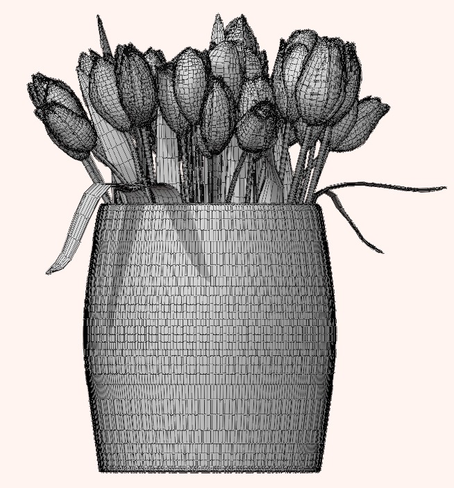 Set of 4 Tulip Bouquets 3D Model Collection_7