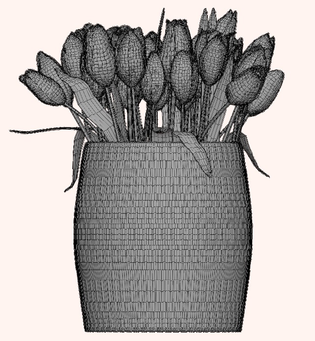 Set of 4 Tulip Bouquets 3D Model Collection_8