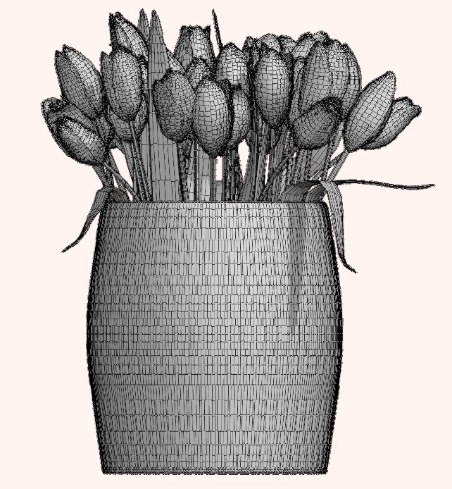 Set of 4 Tulip Bouquets 3D Model Collection_6