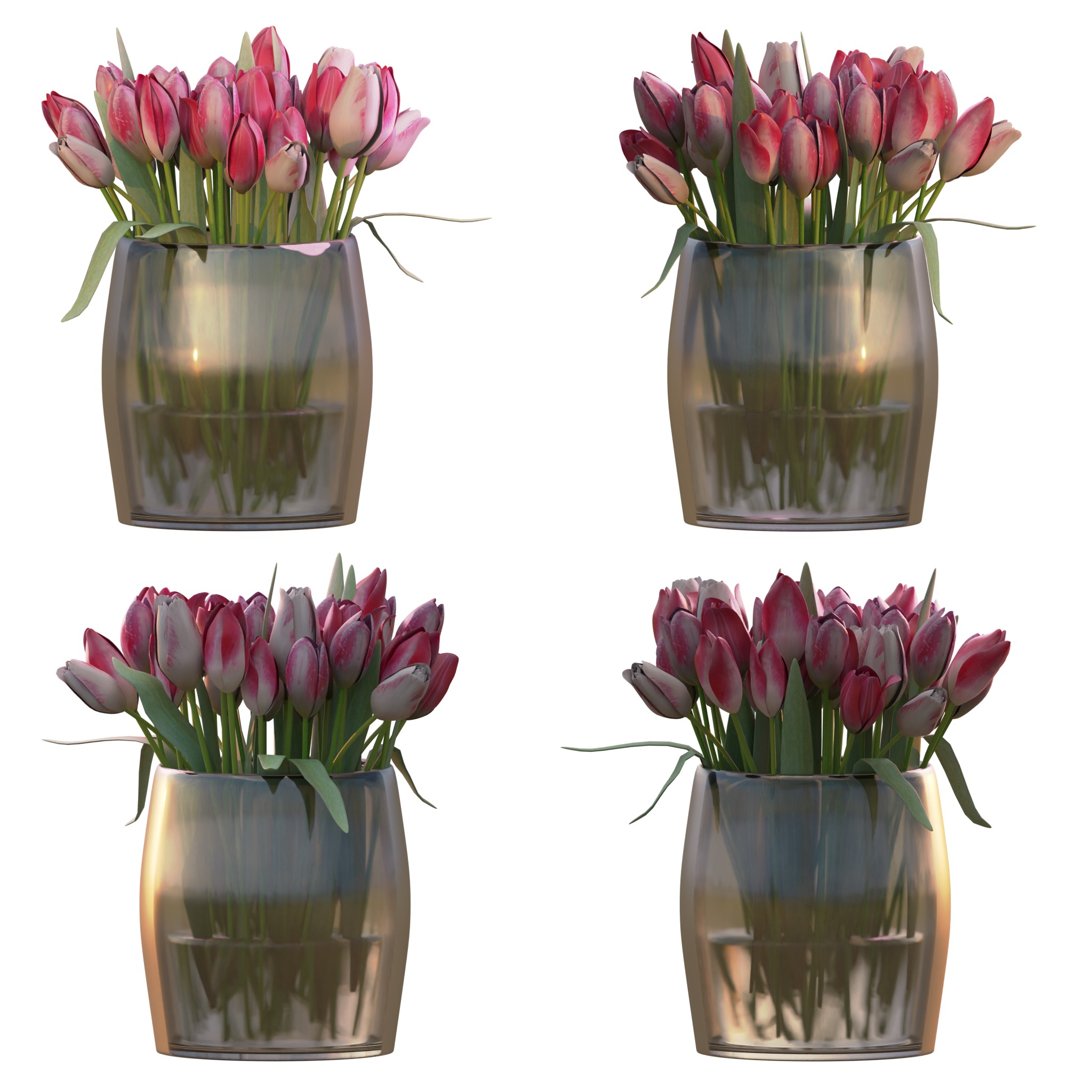 Set of 4 Tulip Bouquets 3D Model Collection_2