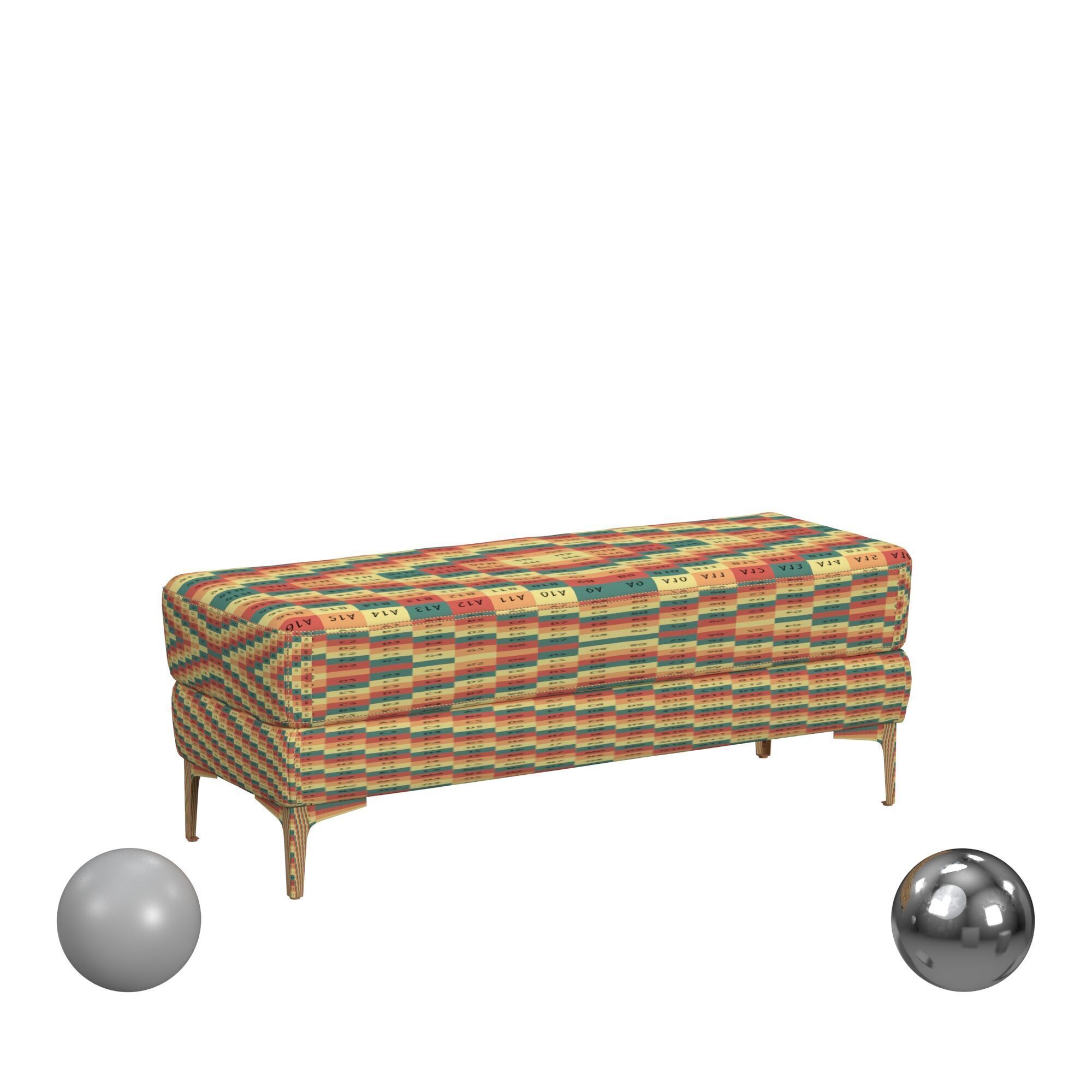 Elise Rectangular Bench 3D model_2