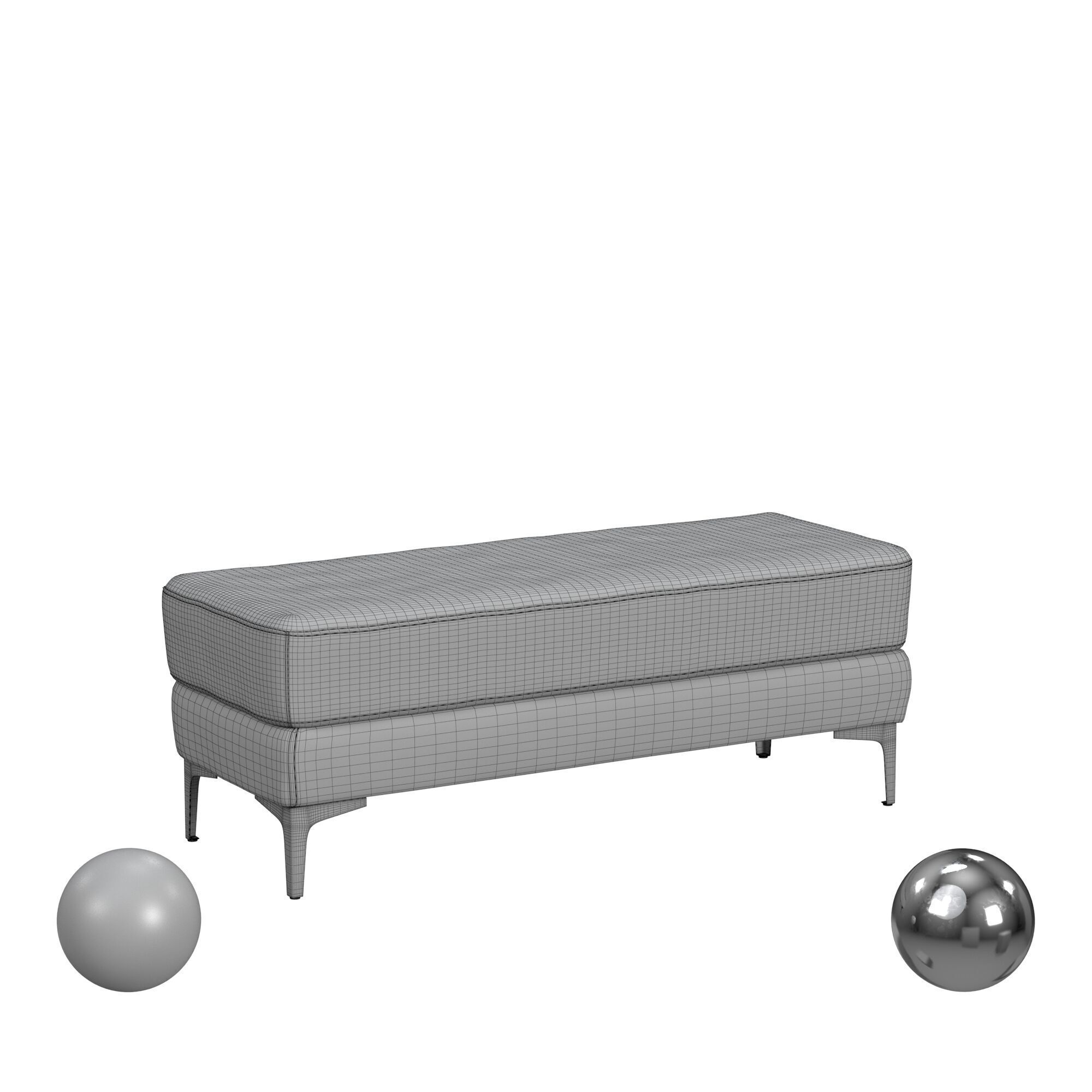 Elise Rectangular Bench 3D model_3