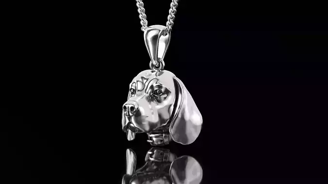 Beagle head silver pendant 3D print model