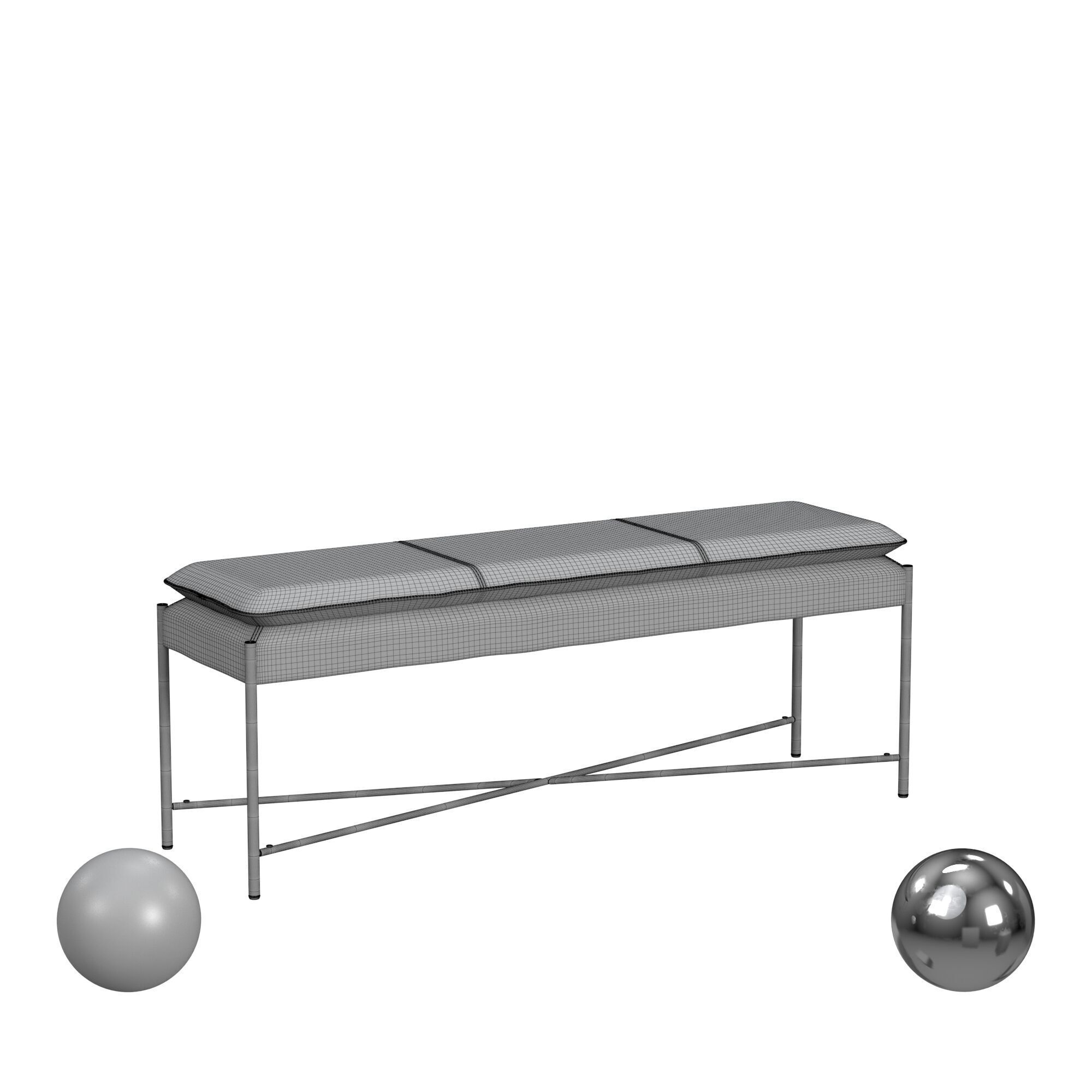 Kara Cushioned X Bench 3D model_3