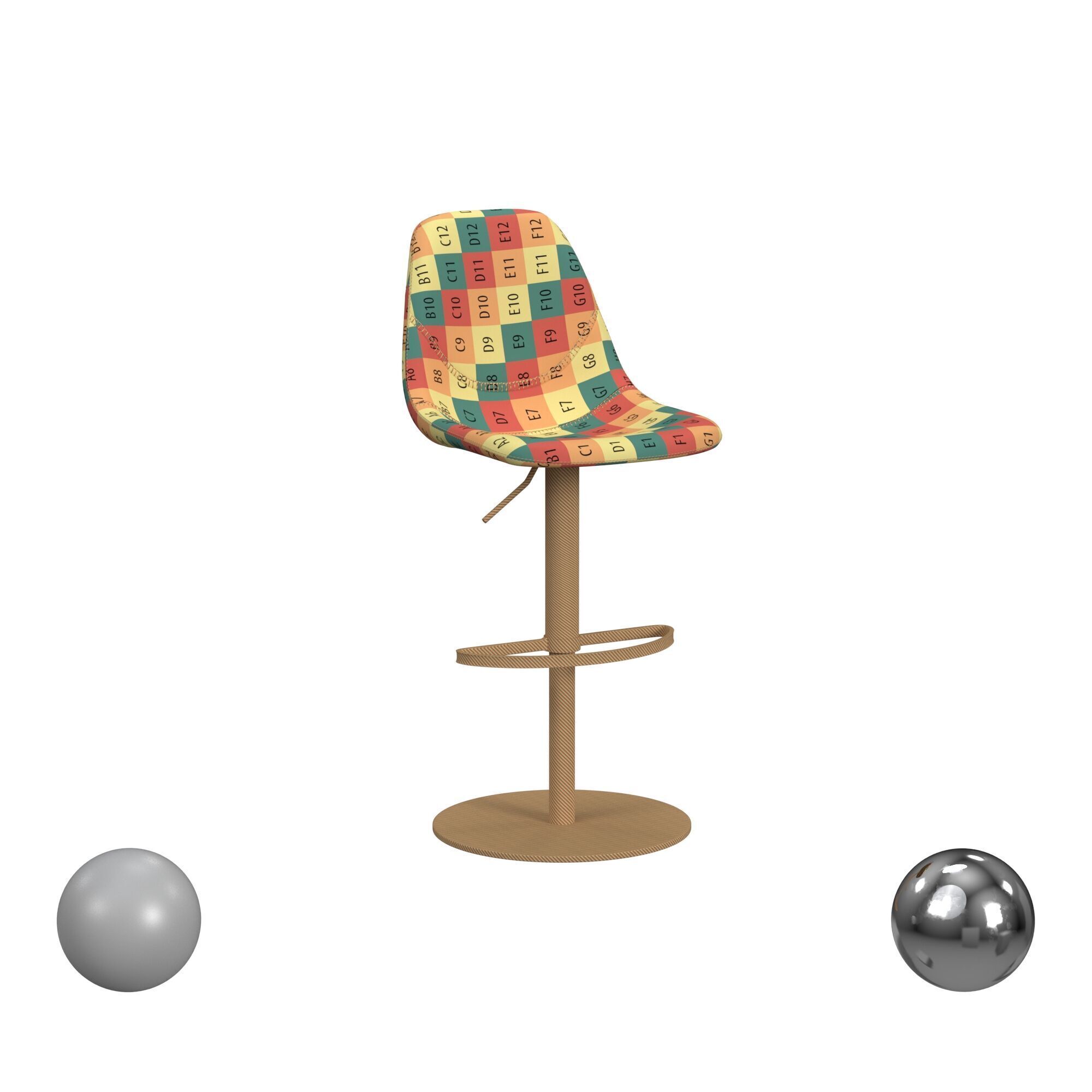 Sky Adjustable Swivel Bar Stool 3D model_2