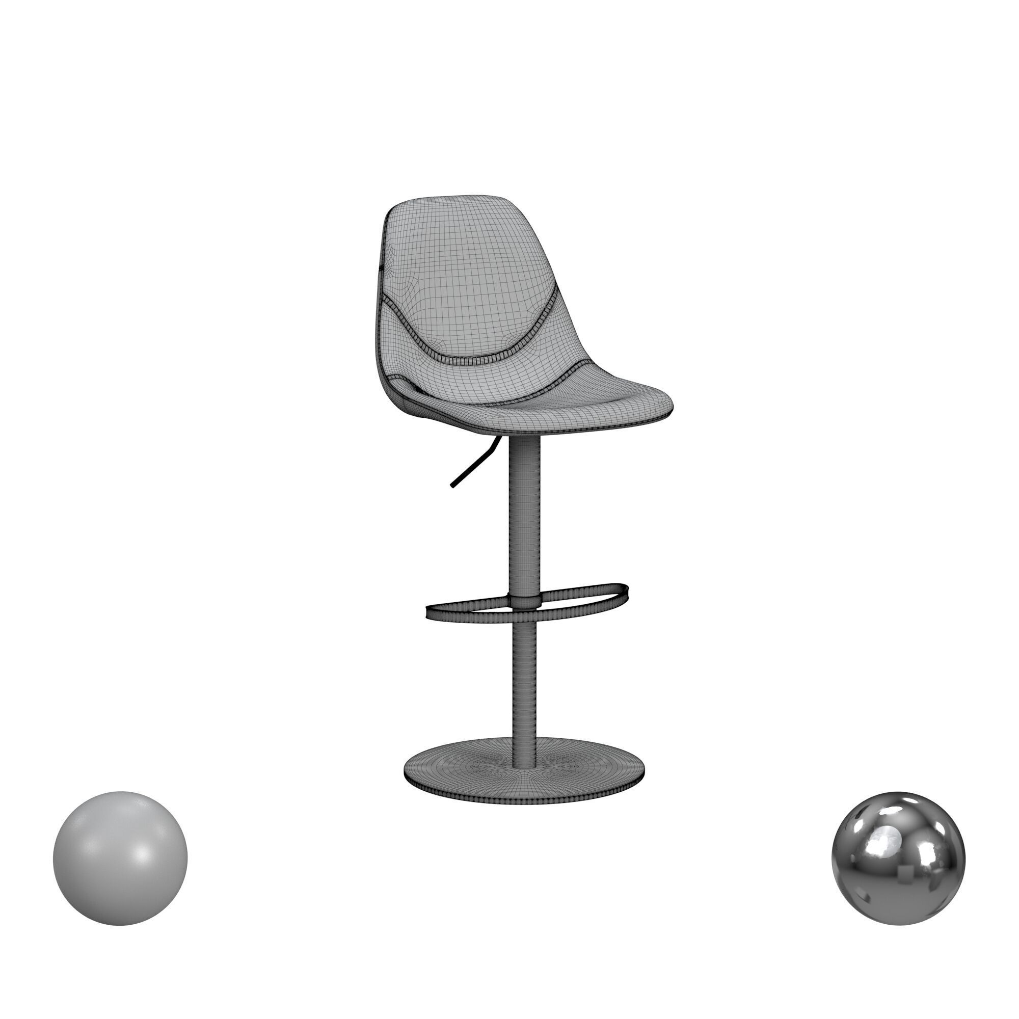 Sky Adjustable Swivel Bar Stool 3D model_3