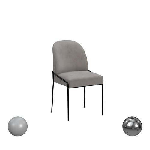 HomePop Modern Metal Dining Chair - Fawn Velvet 3D model