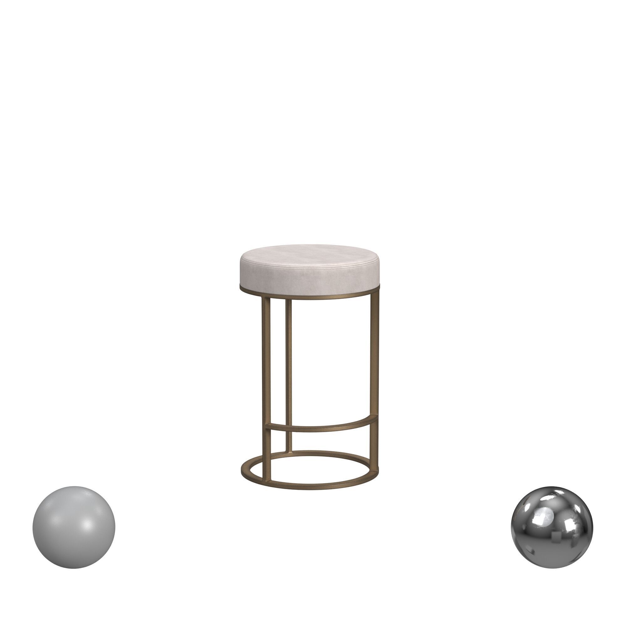 Quinn Counter Stool Beige And Brass 3D model_1