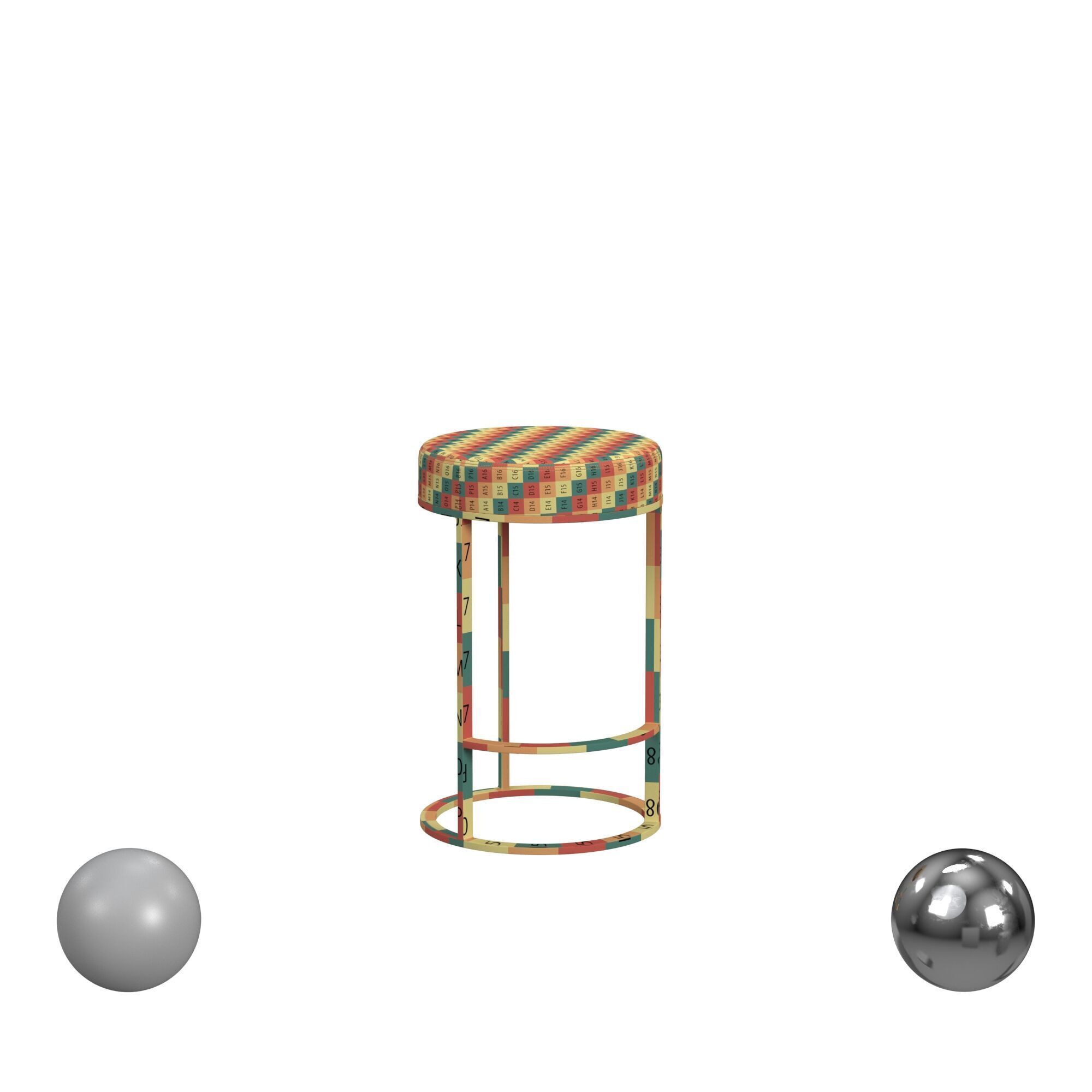 Quinn Counter Stool Beige And Brass 3D model_2