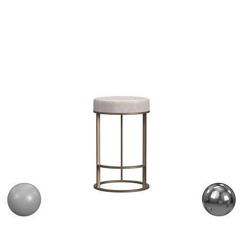 Quinn Counter Stool Beige And Brass 3D model