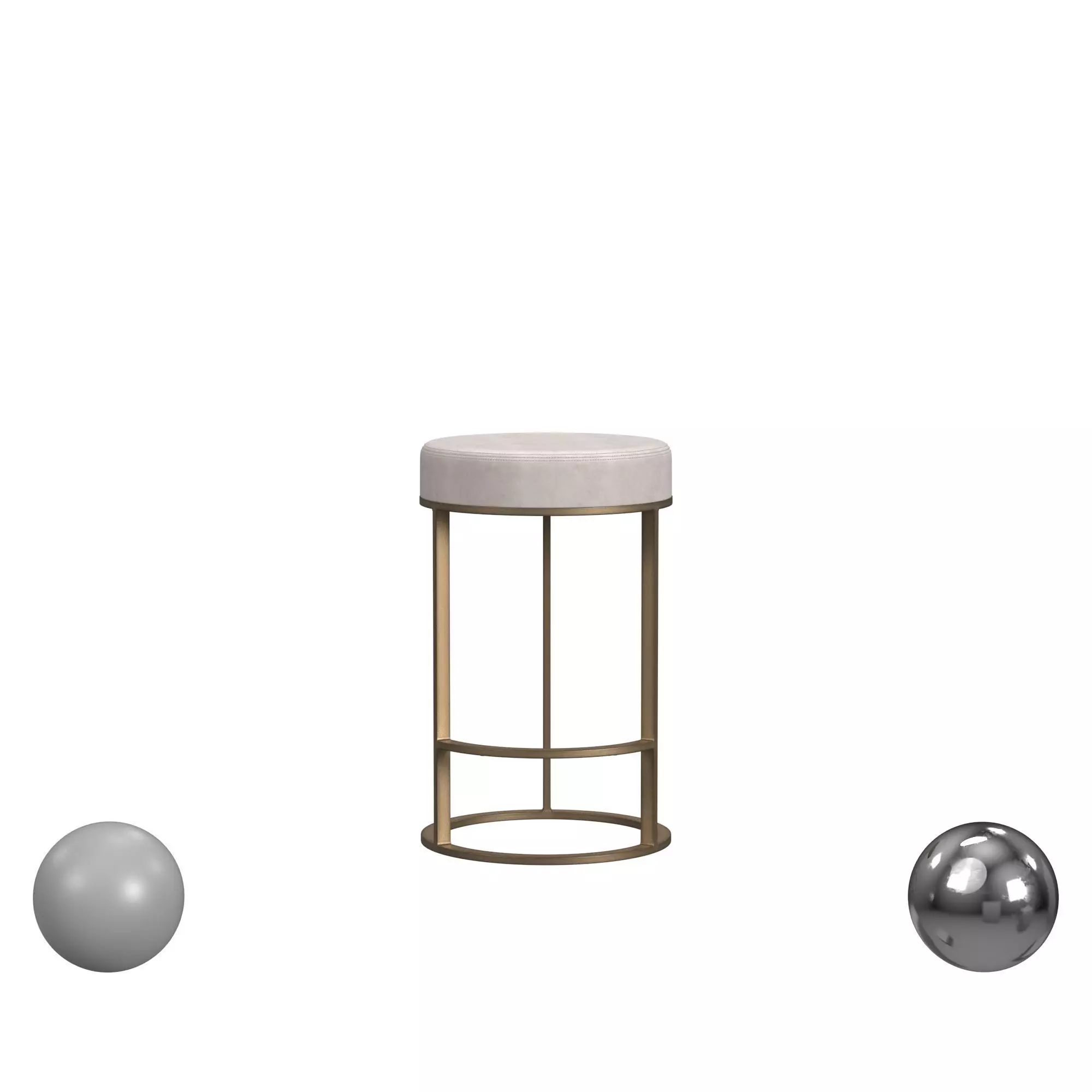 Quinn Counter Stool Beige And Brass 3D model_0