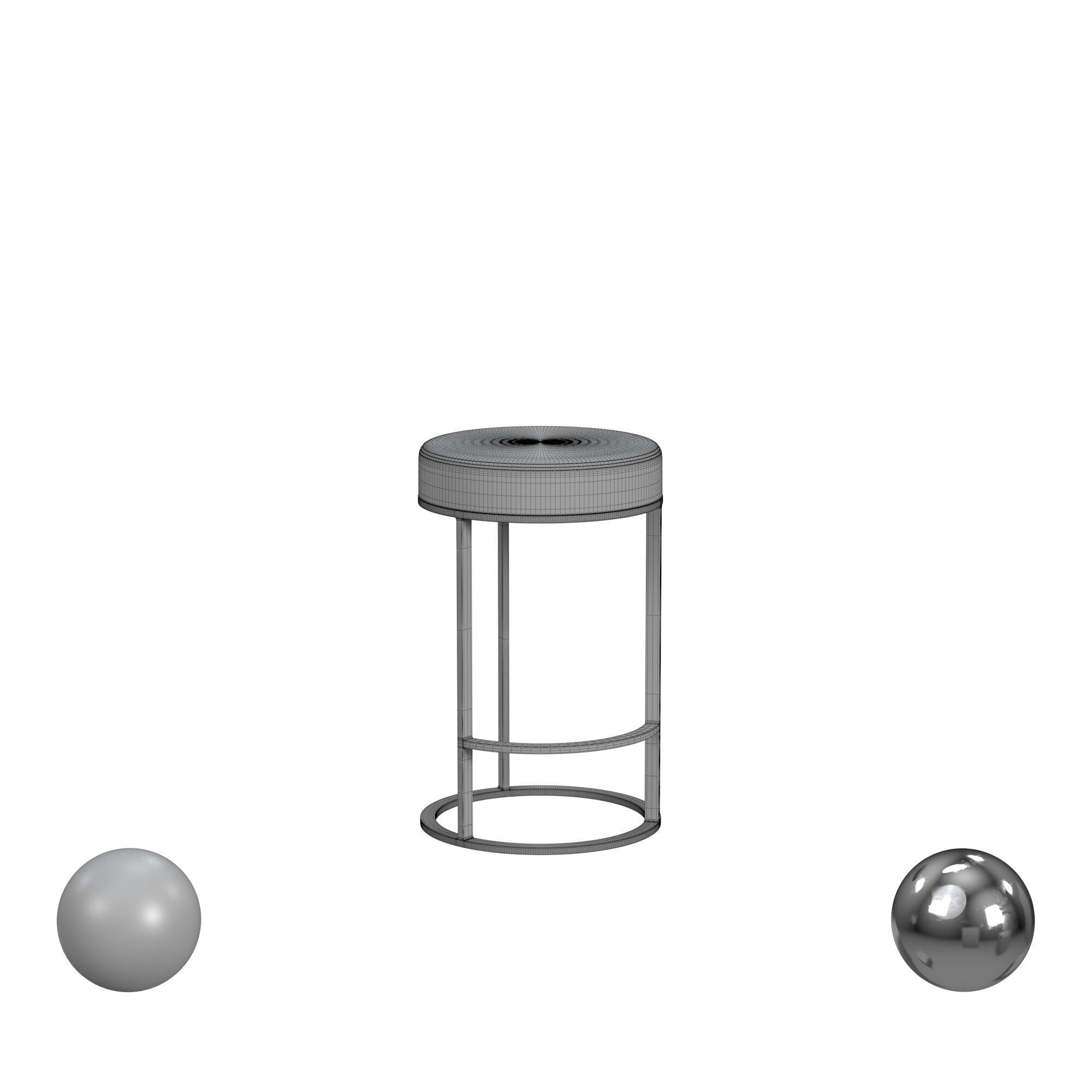 Quinn Counter Stool Beige And Brass 3D model_3