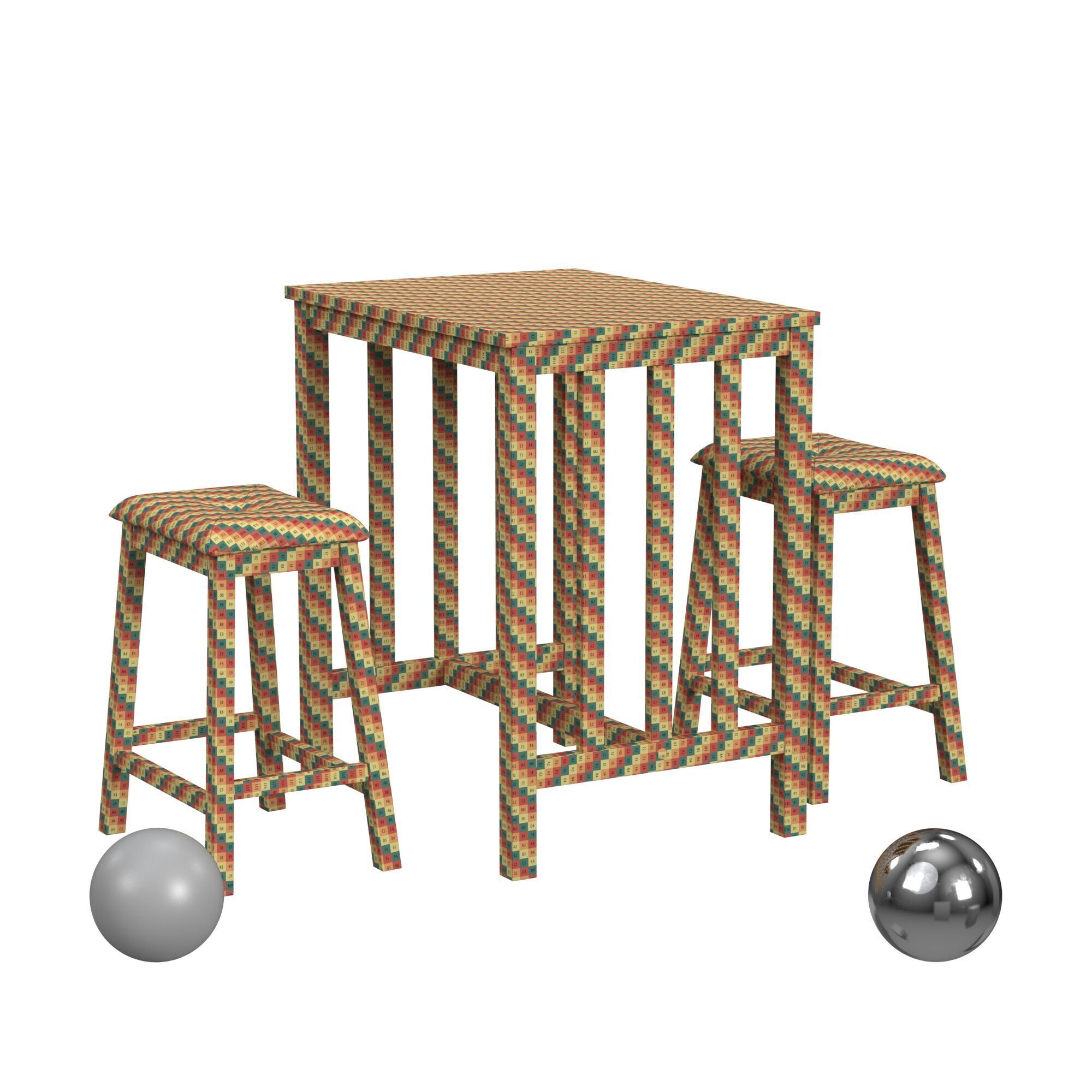Ilana 3 Piece Pub Set 3D model_2