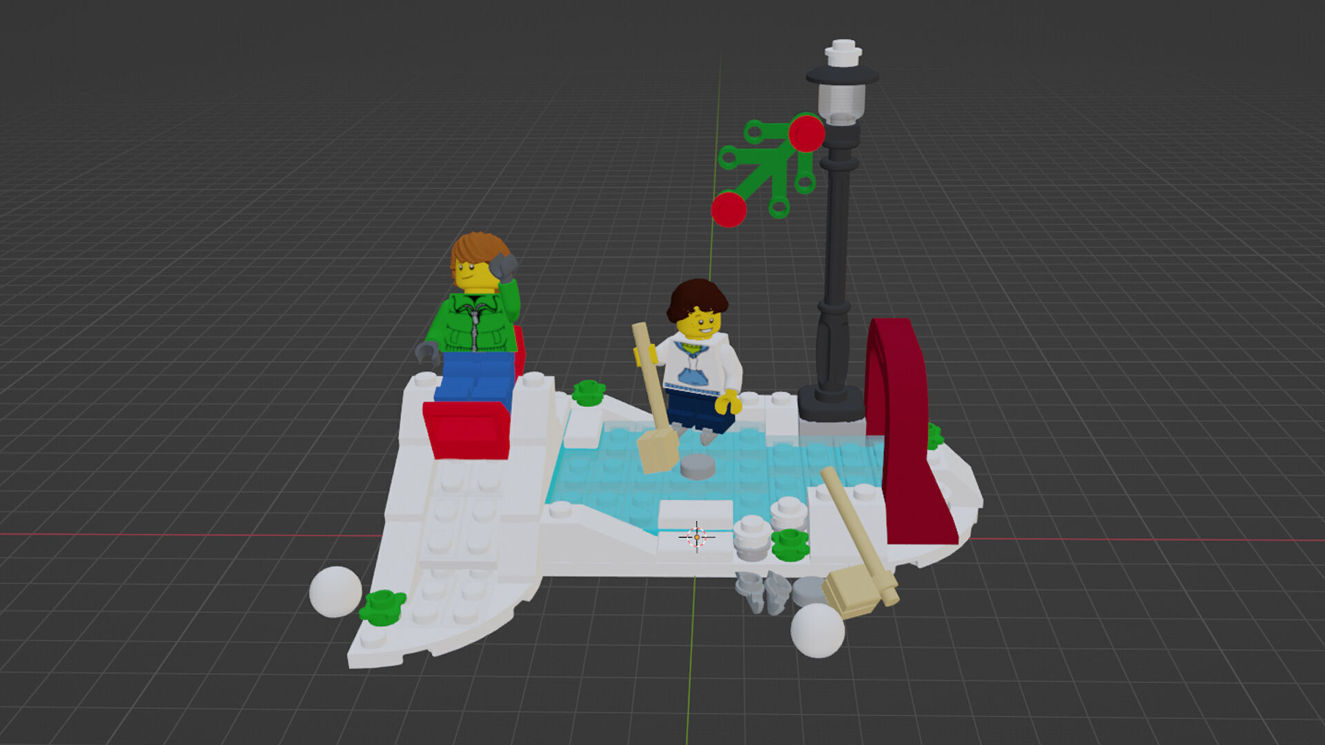 Wikibricks3D - 40107 Winter Skating Scene 3D print model_1