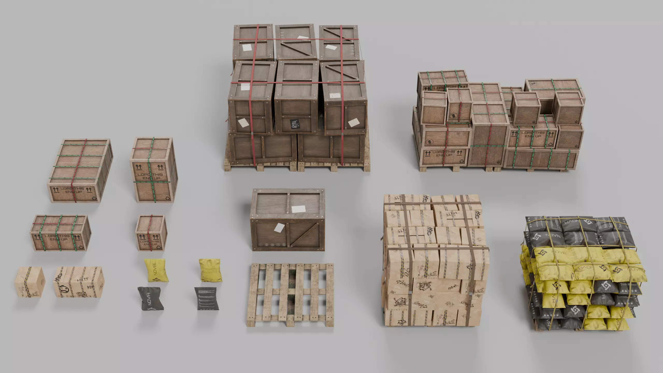 Supply and Environment Props Kit Low-poly 3D model