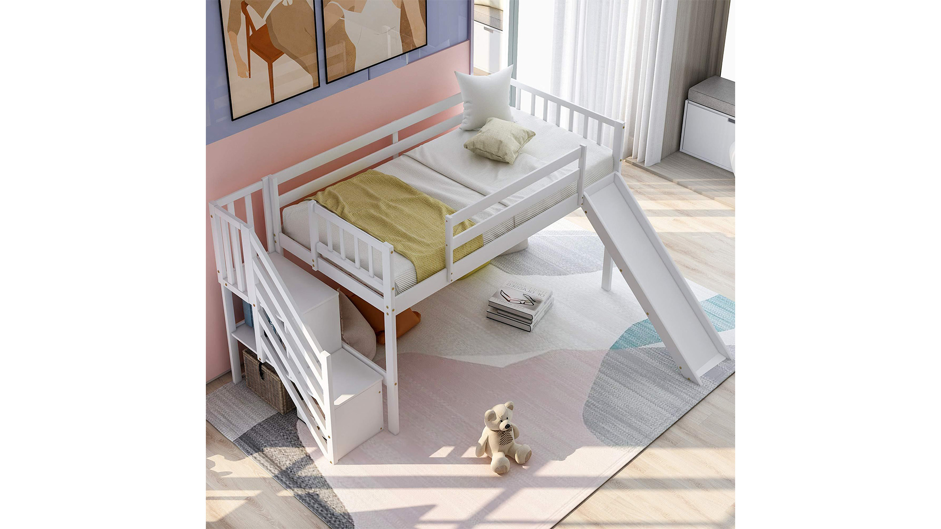 Loft Bed with Slide 3D model_5