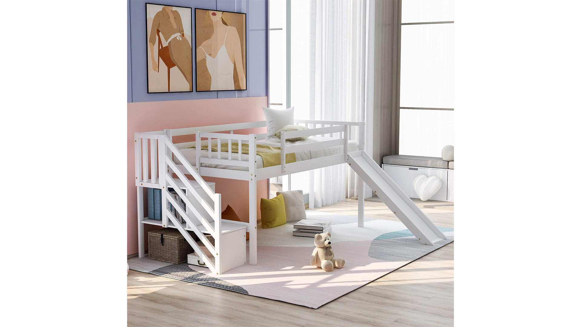 Loft Bed with Slide 3D model_6