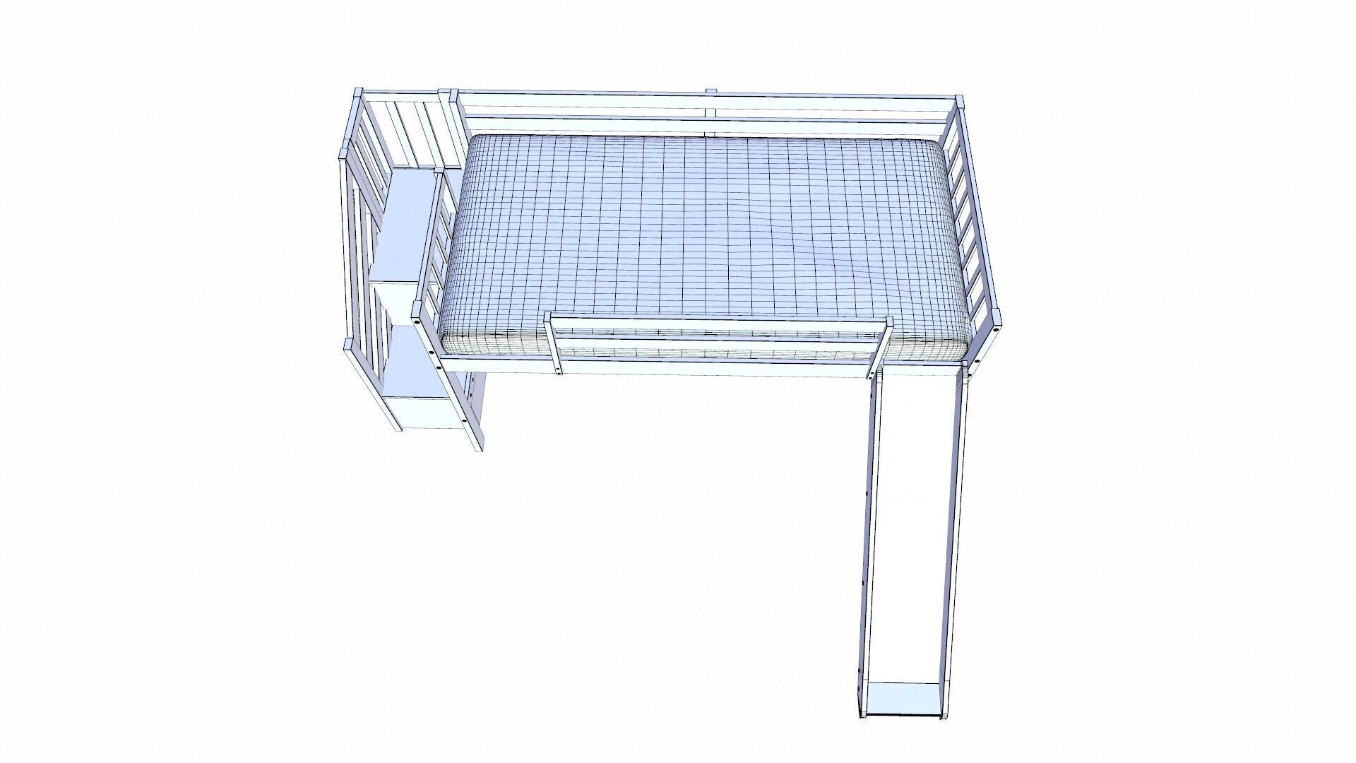 Loft Bed with Slide 3D model_10
