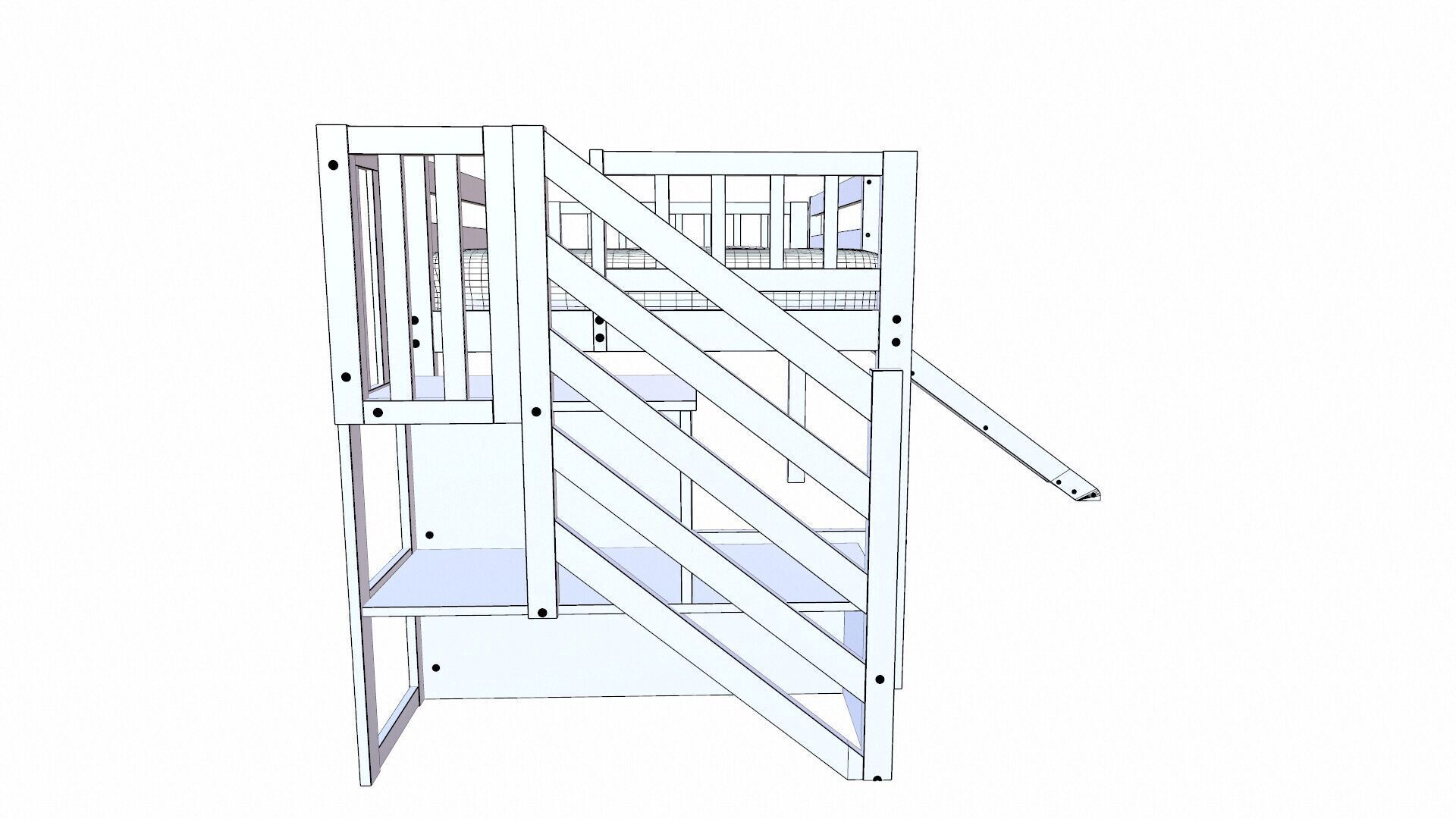 Loft Bed with Slide 3D model_8
