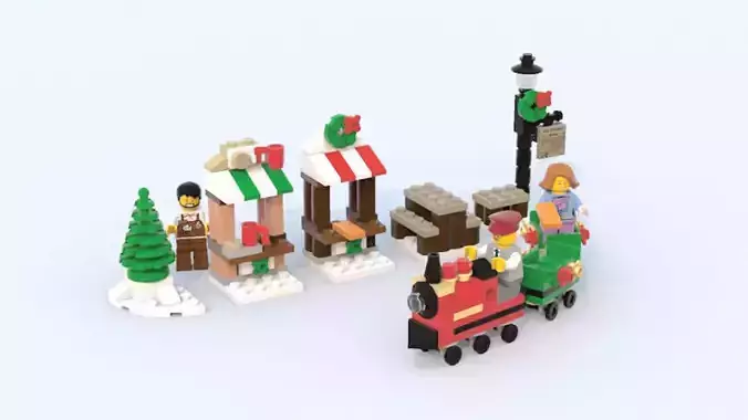 Wikibricks3D - 40262 Christmas Train Ride 3D print model Wikibricks3D - 40262 Christmas Train Ride 3D print model