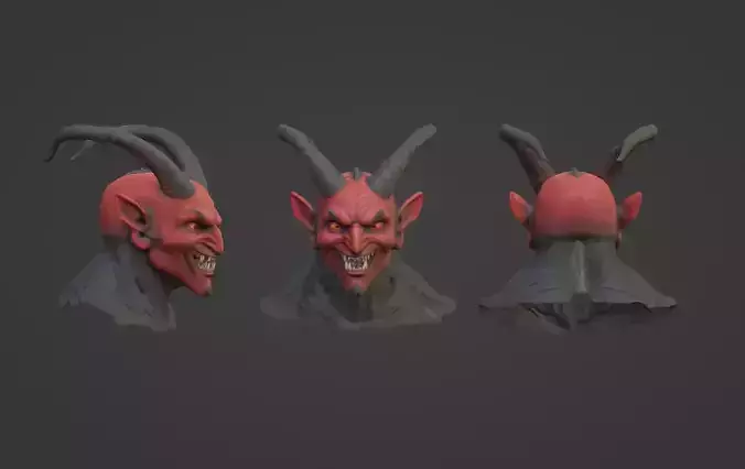 Demon with Horns  High Detail 3D Printable STL Model 3D print model