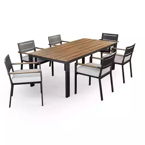 Maddox Outdoor Dining Table and Arm Chair by EHD